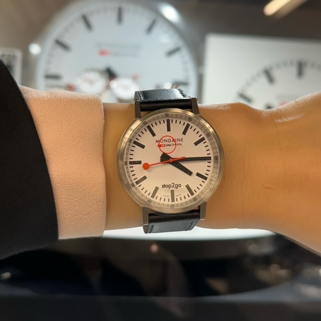 クオーツ時計　シンプル　サステナブル　スイス国鉄　スイス　腕時計　日常　特殊　世界唯一　革ﾍﾞﾙﾄ　冬　ストップトゥーゴー