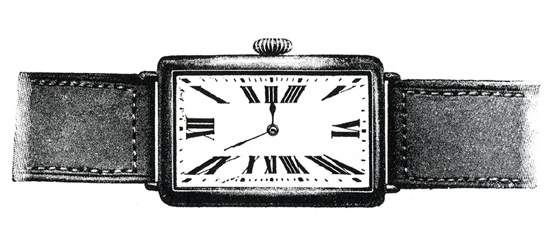 古い時計の資料で見つけた1917年に発売されたレクタンギュラー・モデル。かつて古典時計の修復を手掛けていた時計師フランク ミュラーは、熱心な時計愛好家から持ち込まれる、このようなアンティーク・モデルを多数目にしていた