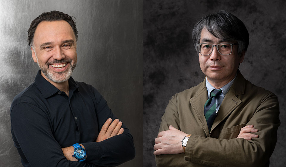 左：クロノスイスCEO オリバー・エブシュテイン、右：Gressive編集長 名畑政治