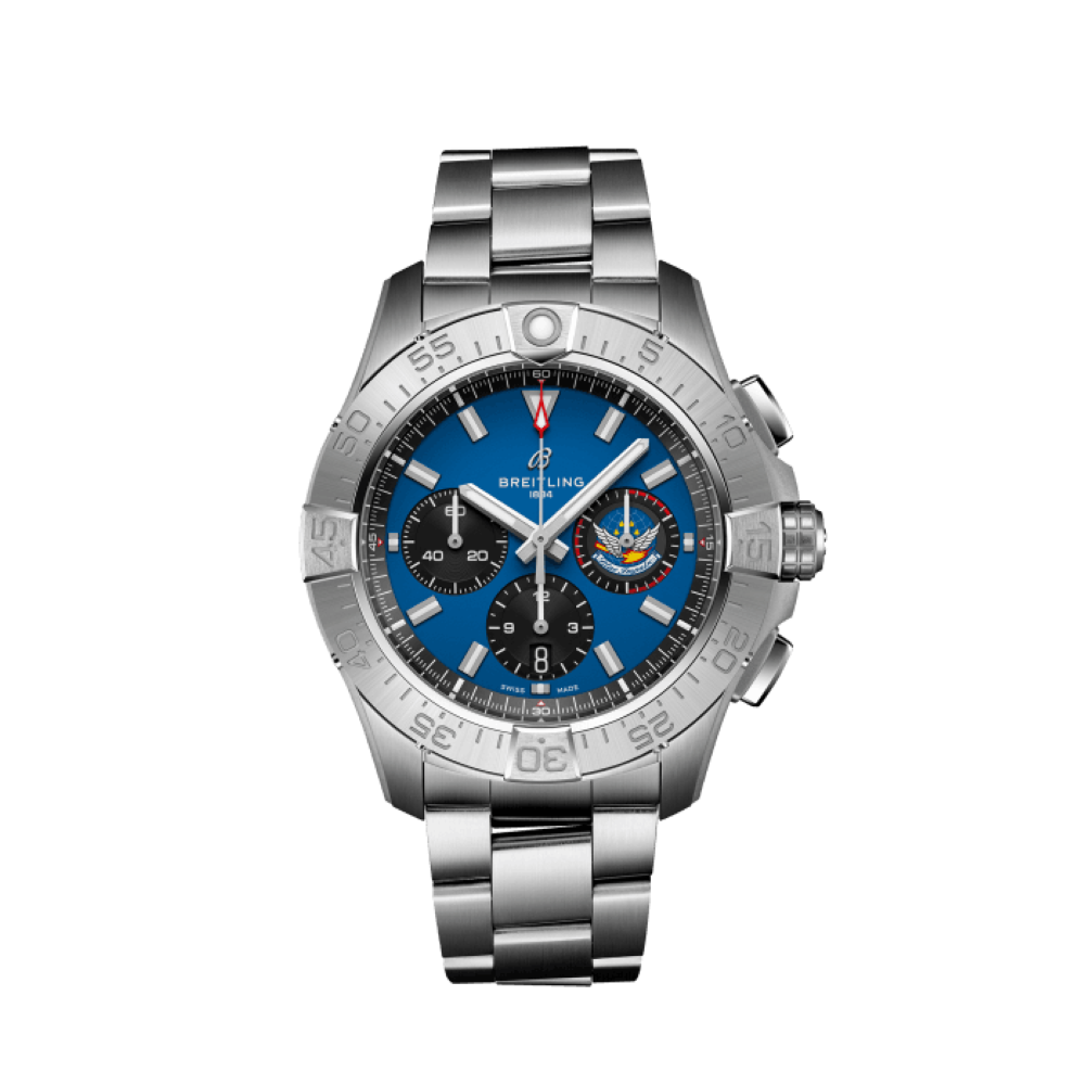 型番：AB01471A1C1A1<br />
ケース径：44ｍｍ<br />
防水機能：300ｍ<br />
ムーブメント：自動巻き<br />
<br />
<br />
価格：1,320,000円(税込)<br />
<br />
<br />
スタッフの一言：<br />
<br />
過酷なコックピット環境に耐えれる作りになっているタフなモデル<br />
<br />
航空自衛隊のアクロバット チーム「ブルーインパルス」とのコラボで誕生した、限定本数111本の特別モデル<br />
<br />
航空ファンには特におすすめしたい1本です<br />
<br />
お問い合わせやご予約などは、こちらをクリックしてください↓<br />
https://kobayashi-tokeiten.com/inquiryform/<br />
「グレッシブを見た」と型番などの記載もお願いします<br />
グレッシブ担当までご連絡いただけると、よりスムーズな対応をさせていただきます