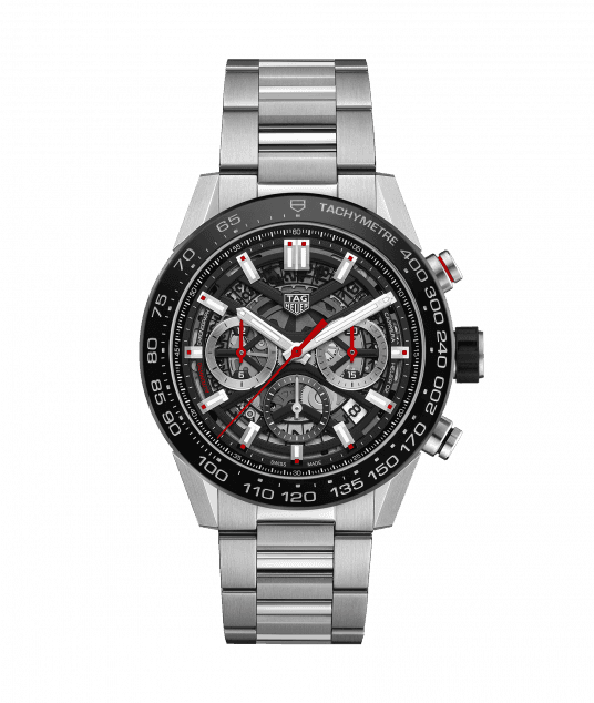 型番：CBG2A10.BA0654<br />
ケース径：45ｍｍ<br />
防水機能：100ｍ<br />
ムーブメント：自動巻き<br />
<br />
<br />
価格：1,006,500円（税込）<br />
<br />
<br />
スタッフの一言：<br />
<br />
タグホイヤーの自社ムーブメントを搭載したスケルトン ダイヤルがカッコいいモデル<br />
<br />
スケルトンの持つメカニカルさを楽しむことが出来ます<br />
<br />
スケルトンモデルのクロノグラフをお探しの方におススメしたい1本です<br />
<br />
<br />
お問い合わせやご予約などは、こちらから↓<br />
https://kobayashi-tokeiten.com/inquiryform/<br />
「グレッシブを見た」と型番などの記載もお願いします<br />
グレッシブ担当宛でご連絡いただけると、よりスムーズな対応をさせていただきます