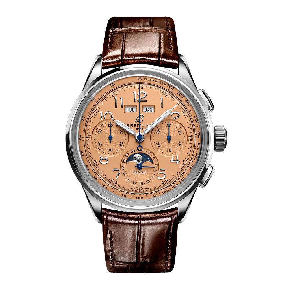 型番:AB2510201K1P1<br />
ケース径:42mm<br />
防水機能:100m<br />
ムーブメント:自動巻き<br />
<br />
<br />
価格:1,903,000円(税込)<br />
<br />
<br />
スタッフの一言:<br />
<br />
トリプルカレンダーにムーンフェイズと複雑な機構を採用している、温かみがありクラシカルな印象のモデル<br />
<br />
カッパーカラーの文字盤とレザーストラップの相性が良くレトロな雰囲気を持っています<br />
<br />
複雑機構の時計に興味がある方におススメしたい1本です<br />
<br />
<br />
お問い合わせやご予約などは、こちらをクリックしてください↓<br />
https://kobayashi-tokeiten.com/inquiryform/<br />
「グレッシブを見た」と型番などの記載もお願いします<br />
グレッシブ担当までご連絡いただけると、よりスムーズな対応をさせていただきます