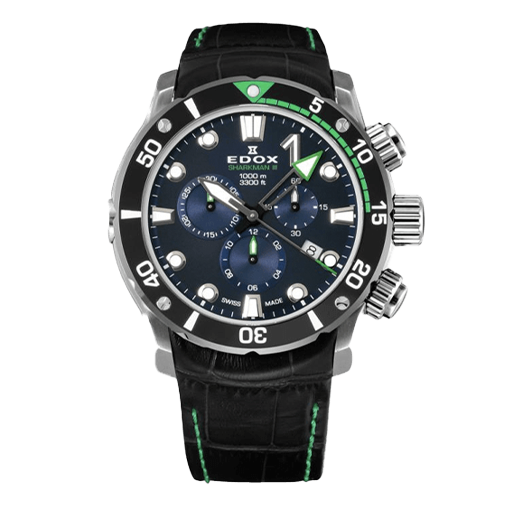 型番:10241-TIN-BUIN<br />
ケース径:45mm<br />
防水機能:1000m<br />
ムーブメント:クォーツ<br />
<br />
<br />
価格:264,000円(税込)<br />
<br />
<br />
スタッフの一言:<br />
<br />
フリーアイスダイビングの世界記録保持者「クリスチャン・レデル」のサメを絶滅から救う活動をサポートするエドックスとのコラボモデル<br />
<br />
チタン製に1000m防水と通常のクロノオフショア1をスペックアップさせたモデル<br />
<br />
世界限定333本と希少性の高いクォーツクロノグラフとなっています<br />
<br />
<br />
お問い合わせやご予約などは、こちらをクリックしてください↓<br />
https://kobayashi-tokeiten.com/inquiryform/<br />
「グレッシブを見た」と型番などの記載もお願いします<br />
グレッシブ担当までご連絡いただけると、よりスムーズな対応をさせていただきます