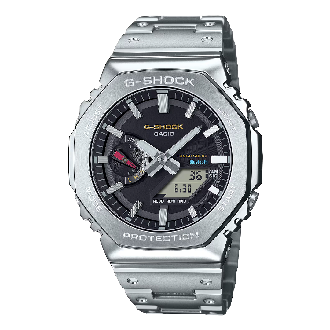 型番:GM-B2100SD-1CJF<br />
<br />
ケース径:44.4mm<br />
防水機能:20気圧<br />
ブルートゥース搭載ソーラー<br />
<br />
<br />
価格:84,700円(税込)<br />
<br />
<br />
スタッフの一言:<br />
<br />
2100シリーズに初代Gショックのカラーリングを採用したフルメタルモデル<br />
<br />
重厚なイメージに差し色が入ることで軽やかな印象となっています<br />
<br />
2100シリーズで迷ってる方に候補にしてもらいたいおススメの1本です<br />
<br />
<br />
お問い合わせやご予約などは、こちらをクリックしてください↓<br />
https://kobayashi-tokeiten.com/inquiryform/<br />
「グレッシブを見た」と型番などの記載もお願いします<br />
グレッシブ担当までご連絡いただけると、よりスムーズな対応をさせていただきます