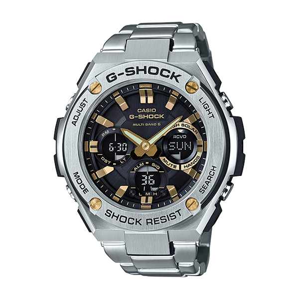 型番:GST-W110D-1A9JF<br />
ケース径:52mm<br />
防水機能:20気圧<br />
ソーラー電波<br />
<br />
<br />
価格:55,000円(税込)<br />
<br />
<br />
スタッフの一言:<br />
<br />
メタルならではの重厚さと硬質さを併せ持つモデル<br />
<br />
シルバーカラーに映えるゴールドカラーがカッコいい時計となっています<br />
<br />
迫力のあるGショックをお探しの方におススメしたい1本です<br />
<br />
<br />
お問い合わせやご予約などは、こちらをクリックしてください↓<br />
https://kobayashi-tokeiten.com/inquiryform/<br />
「グレッシブを見た」と型番などの記載もお願いします<br />
グレッシブ担当までご連絡いただけると、よりスムーズな対応をさせていただきます