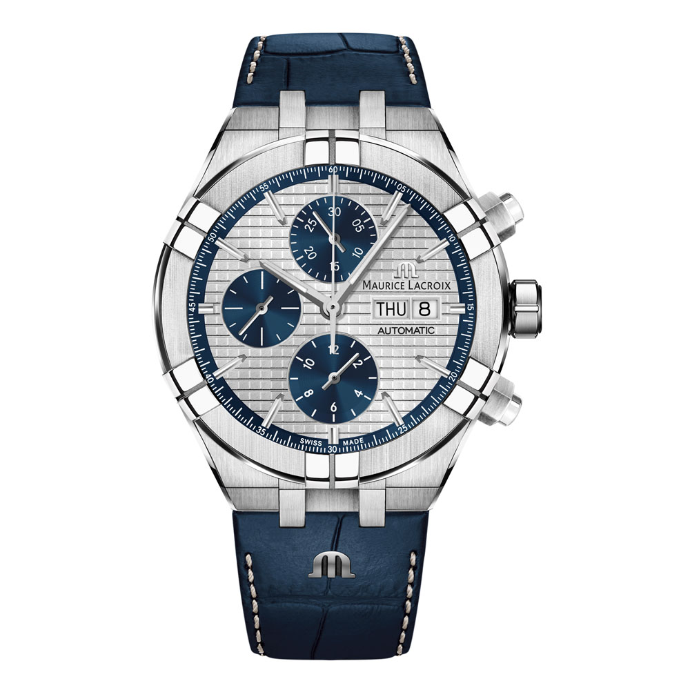 型番:AI6038-SS001-131-1<br />
ケース径:44mm<br />
防水機能:20気圧<br />
ムーブメント:自動巻き<br />
<br />
<br />
価格:509,300円(税込)<br />
<br />
<br />
スタッフの一言:<br />
<br />
モーリスラクロアを代表する「アイコン」シリーズのクロノグラフモデル<br />
<br />
エッジの利いたスポーティーなデザインですが、レザーストラップが付くことでカジュアルさを楽しめます<br />
<br />
50万円台の自動巻きクロノグラフ モデルをお探しの方におススメしたい1本です<br />
<br />
<br />
お問い合わせやご予約などは、こちらをクリックしてください↓<br />
https://kobayashi-tokeiten.com/inquiryform/<br />
「グレッシブを見た」と型番などの記載もお願いします<br />
グレッシブ担当までご連絡いただけると、よりスムーズな対応をさせていただきます