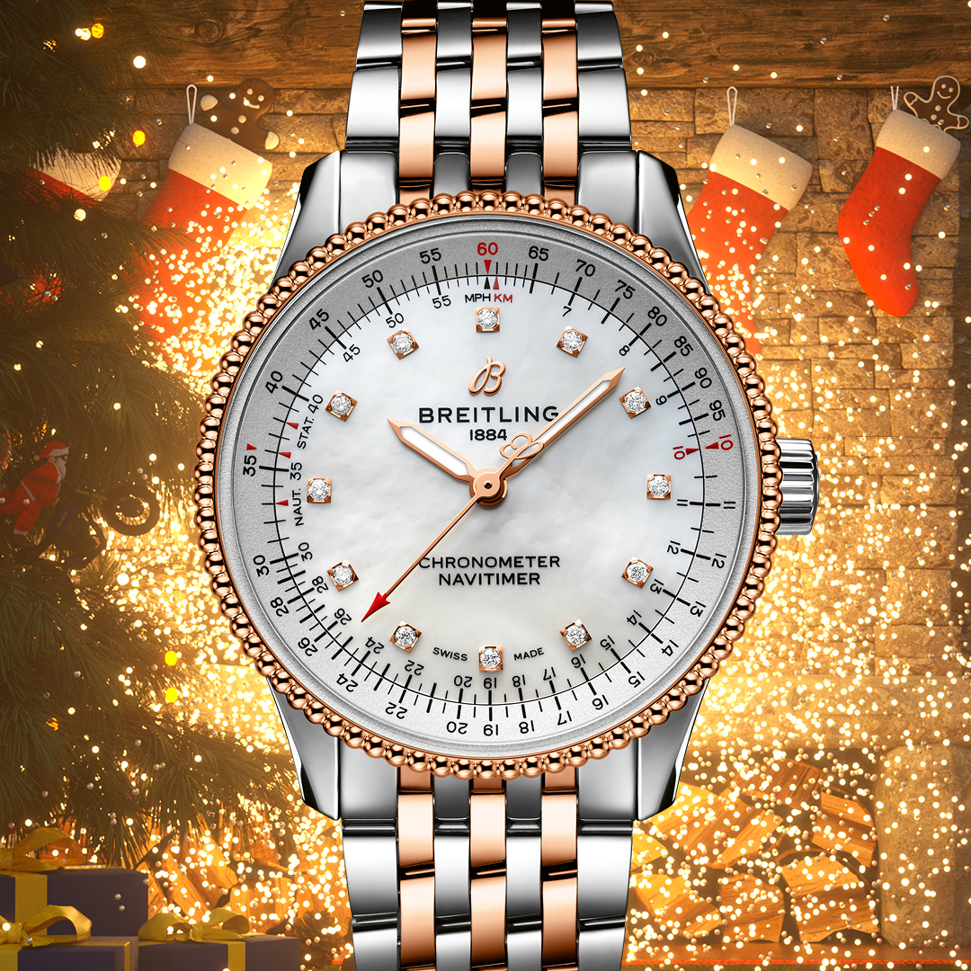 BREITLING<br />
ナビタイマーオートマチック35<br />
品番 U17395211A1U1<br />
¥1,111,000(税込)<br />
【お支払い例】<br />
120回払い<br />
初回16,200円<br />
月々<br />
9,200円×119回<br />
<br />
<br />
<br />
上品でエレガントなナビタイマー オートマチック 35は、<br />
真のアイコンが秘める歴史的な魅力と現代的なタイムピースが宿す洗練さを兼ね備えています。<br />
<br />
35ミリケースにビーズをあしらったベゼルに合わせて、<br />
エレガントなダイアモンドをあしらったホワイトのマザーオブパールのダイヤルが素敵です。<br />
<br />
ケースとの組み合わせには、一体感のあるコンビネーションのブレスレット<br />
がラグジュアリーな雰囲気を演出しています。<br />
<br />
ナビタイマー オートマチック 35の駆動は、<br />
COSC公認クロノメーターのブライトリングキャリバー17です。<br />
<br />
<br />
ブライトリング2023年1月20日に価格改定(値上げ)が行われます!<br />
<br />
ブライトリングフェアも開催中ですので、<br />
ご検討中の方、<br />
ぜひこのタイミングをお見逃しなく!