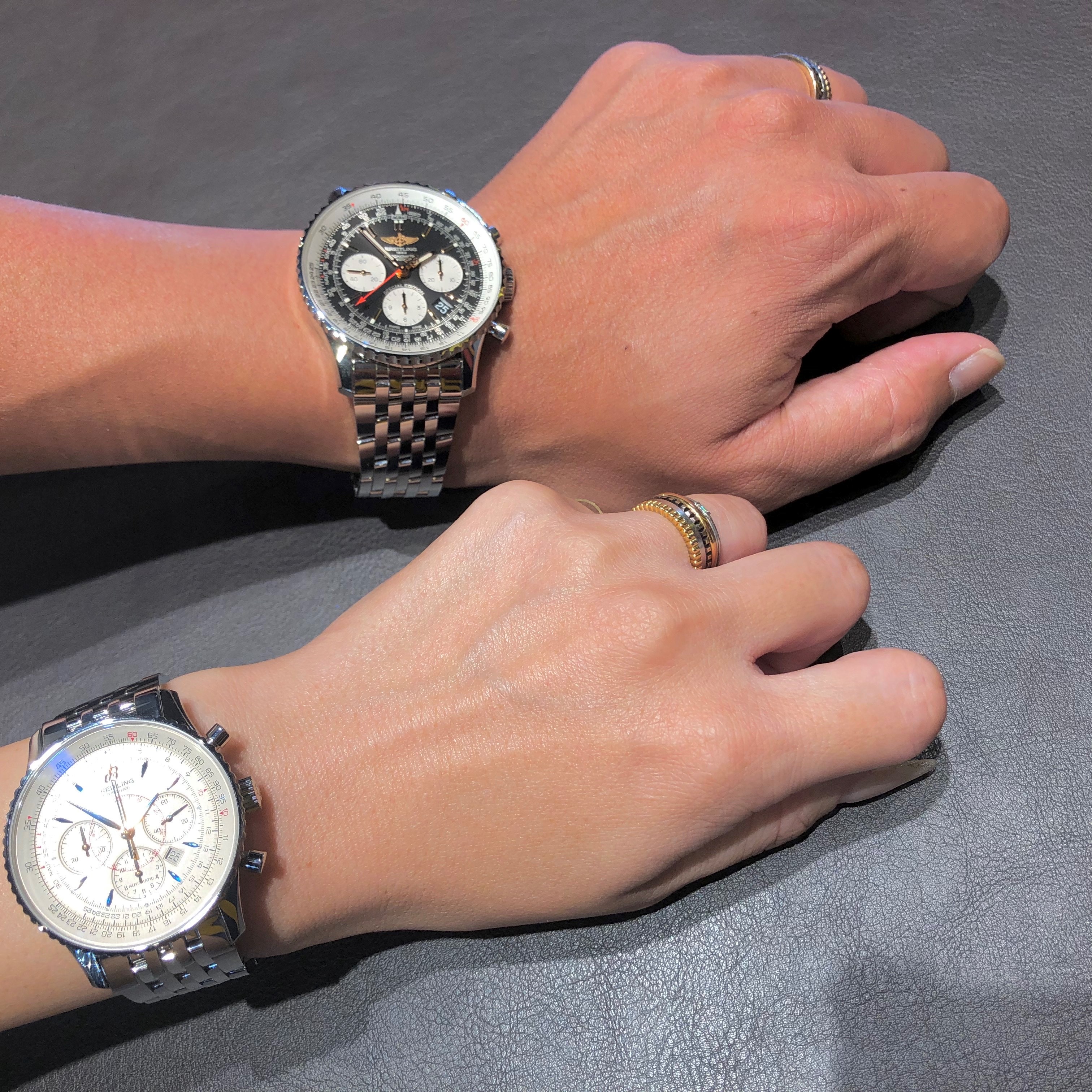 [BREITLING (ブライトリング)]<br />
<br />
【日本限定】<br />
<br />
ナビタイマーB01クロノグラフ43ジャパンエディション<br />
<br />
Ref.AB0121A11B1A1<br />
<br />
と<br />
<br />
<br />
<br />
[BREITLING (ブライトリング)]<br />
<br />
【日本限定モデル】モンブリラン 38<br />
<br />
Ref.A417G-1NP<br />
<br />
<br />
をペアでご購入頂きました！！<br />
<br />
<br />
ご夫婦のご結婚の周年記念としてお選びいただきました！<br />
<br />
誠にありがとうございます。<br />
<br />
<br />
旦那様も奥様も、<br />
<br />
とってもお洒落で、<br />
<br />
とっても素敵なご夫婦で、<br />
<br />
ナビタイマーとモンブリランの組み合わせでお選びいただき、<br />
<br />
大変お似合いでした。<br />
<br />
末永くご愛用ください！！<br />
<br />
ありがとうございました！！！<br />
<br />
<br />
ブライトリングフェア好評開催中！！