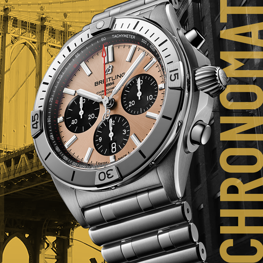 [BREITLING (ブライトリング)]<br />
<br />
【2020年新作】クロノマットB01クロノグラフ42<br />
<br />
Ref.AB0134101K1A1<br />
<br />
¥890,000+税<br />
<br />
<br />
ブライトリングでは、<br />
<br />
今まで採用されていなかった<br />
<br />
カッパー文字盤。<br />
<br />
個人的に、<br />
<br />
ブライトリング社長<br />
<br />
ジョージカーン氏が得意なカラーだと思います。<br />
<br />
<br />
他にはないカラーですが、<br />
<br />
上品で、<br />
<br />
ジョージカーン氏が目指した<br />
<br />
「マルチパーパスウォッチ」<br />
<br />
※日本語に訳すと「全方位型腕時計」とでも表現したらよいのでしょうか？<br />
<br />
にふさわしい<br />
<br />
スーツにも、フライトジャケットにも、水着にも似合う時計です。<br />
<br />
<br />
クロノマットの中でも、<br />
<br />
並ぶお店の限られているモデルです！！<br />
<br />
ぜひ店頭でご覧ください！！