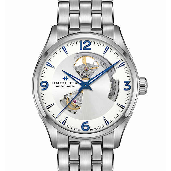 ジャズマスター オープンハート<br />
H32705152<br />
<br />
自動巻、40mm、5気圧防水、<br />
ステンレススチール<br />
<br />
130,900円(税込)<br />
<br />
※2021年7月現在の価格、在庫状況です。<br />
販売済みによる欠品については、ご容赦ください。<br />
