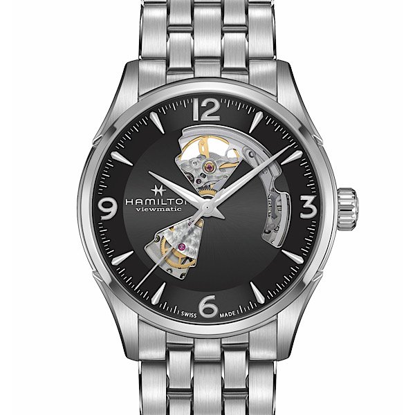 ジャズマスター オープンハート<br />
H32705131<br />
<br />
自動巻、42mm、5気圧防水、<br />
ステンレススチール<br />
<br />
130,900円(税込)<br />
<br />
※2021年7月現在の価格、在庫状況です。<br />
販売済みによる欠品については、ご容赦ください。<br />