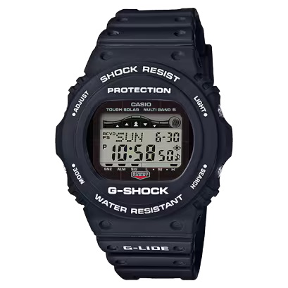 世界のエクストリームスポーツのトップアスリートから支持を受け、サポートしているG-SHOCKのスポーツラインG-LIDEから、サマーモデルです。<br />
<br />
構造:耐衝撃構造(ショックレジスト)<br />
<br />
防水性:20気圧防水<br />
<br />
時刻修正:電波時計 <br />
日本・北米・ヨーロッパ・中国地域対応 MULTIBAND6<br />
<br />
使用電源・電池寿命<br />
タフソーラー(ソーラー充電システム)<br />
<br />