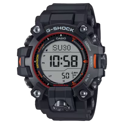 過酷な環境下での活動を支えるG-SHOCK MASTER OF Gシリーズ。<br />
タフネスを象徴するブラックボディに鮮やかなエマージェンシーカラーをあしらい、救助現場などで過酷なミッションに挑むプロフェッショナルの世界観を表現しています。<br />
<br />
ケースサイズ(縦×横×厚さ):56.7 × 52.7 × 14.8 mm<br />
<br />
質量:88 g<br />
<br />
ケース・ベゼル材質:カーボン(バイオマスプラスチック)/樹脂(バイオマスプラスチック)/ステンレススチール<br />
<br />
樹脂バンド(バイオマスプラスチック)<br />
<br />
構造:耐衝撃構造(ショックレジスト)<br />
防塵・防泥構造(マッドレジスト)<br />
カーボンコアガード構造<br />
<br />
20気圧防水<br />
<br />
時刻修正<br />
電波時計 日本・北米・ヨーロッパ・中国地域対応 MULTIBAND6<br />
<br />
使用電源・電池寿命:タフソーラー(ソーラー充電システム)<br />
<br />