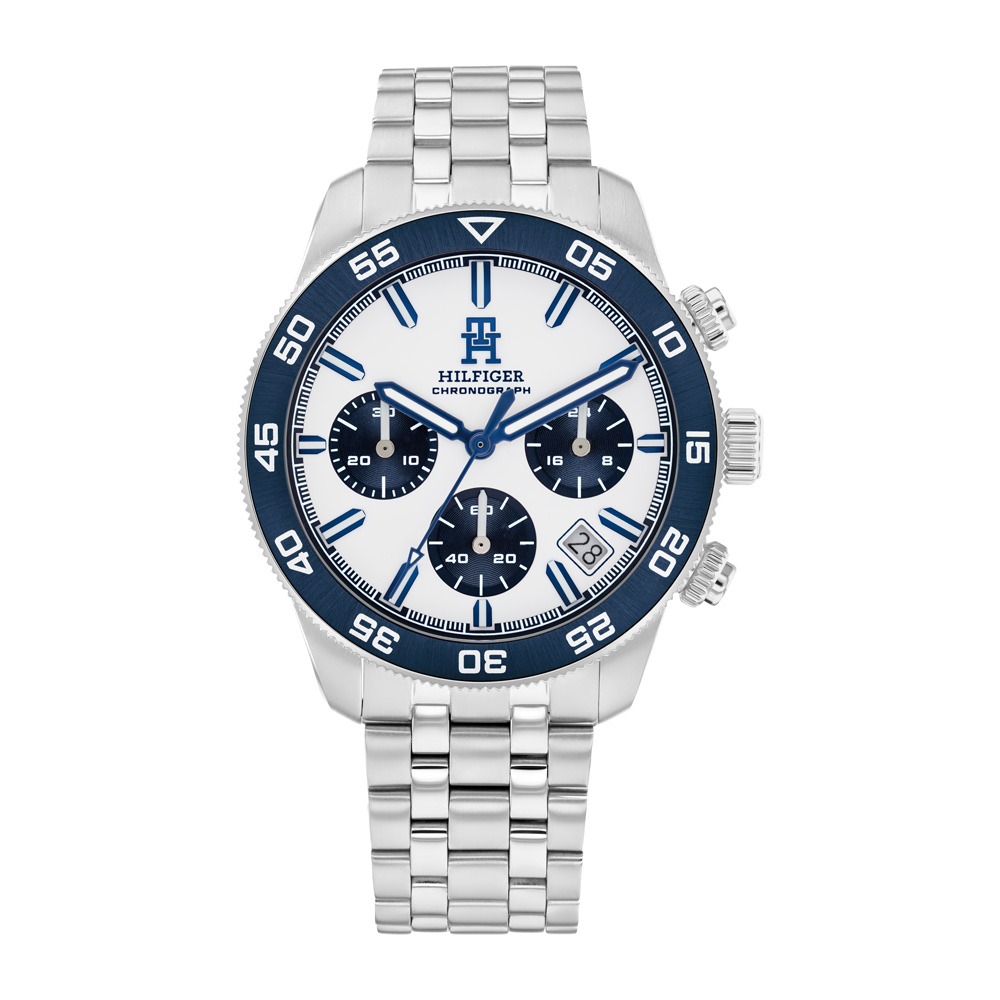 【TOMMY HILFIGER】<br />
<br />
素材:SSケース<br />
<br />
ストラップ:SSブレスレット<br />
<br />
ムーブメント:クォーツファッションクロノ<br />
<br />
防水:5気圧防水<br />
<br />
ケース径:41mm