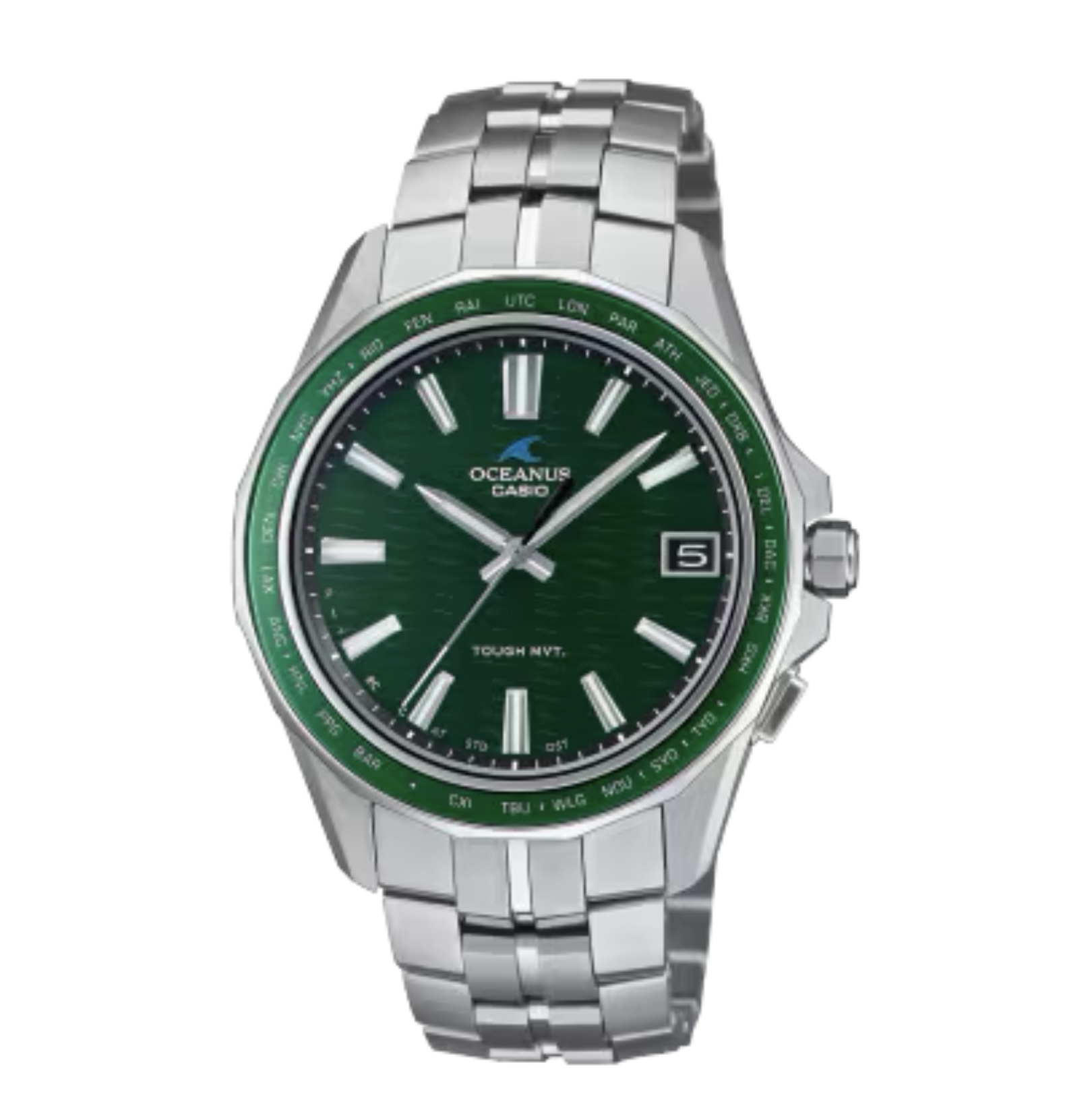 “Elegance, Technology”をブランドコンセプトに、先進のテクノロジーとスポーティデザインを併せ持つOCEANUSのMantaシリーズから、コンパクトサイズの3針モデルです。<br />
<br />
ケース・ベゼル材質：チタン<br />
<br />
バンド：メタルバンド（チタン）<br />
無垢バンド<br />
スライドアジャスト機構付きワンプッシュ三つ折れ式中留<br />
<br />
使用電源・電池寿命<br />
タフソーラー（ソーラー充電システム）<br />
<br />
時刻修正<br />
電波時計 日本・北米・ヨーロッパ・中国地域対応 MULTIBAND6<br />
Bluetooth：スマートフォンと接続し時刻を自動修正<br />
<br />
ガラス：両面反射防止コーティングサファイアガラス（デュアルカーブ）<br />
<br />
防水性：10気圧防水<br />
<br />
表面加工：チタンカーバイト処理<br />
<br />
