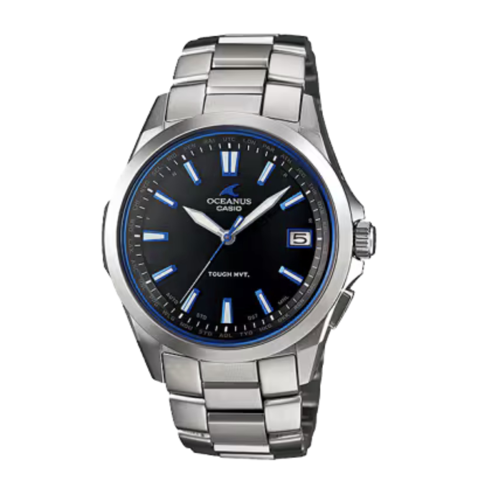 “Elegance, Technology”をブランドコンセプトに、上質と多機能を追求しているOCEANUSの3針モデルです。<br />
スポーティなブラック×ブルーを用い、OCEANUSブルーが際立つデザイン<br />
<br />
ケース・ベゼル材質：チタン<br />
<br />
バンド：無垢バンド<br />
メタルバンド（チタン）<br />
ワンプッシュ三つ折れ式中留<br />
<br />
使用電源・電池寿命<br />
タフソーラー（ソーラー充電システム）<br />
<br />
時刻修正<br />
電波時計 日本・北米・ヨーロッパ・中国地域対応 MULTIBAND6<br />
<br />
ガラス：内面反射防止コーティングサファイアガラス（デュアルカーブ）<br />
<br />
防水性：10気圧防水<br />
<br />
表面加工：チタンカーバイト処理<br />
<br />
<br />
<br />
