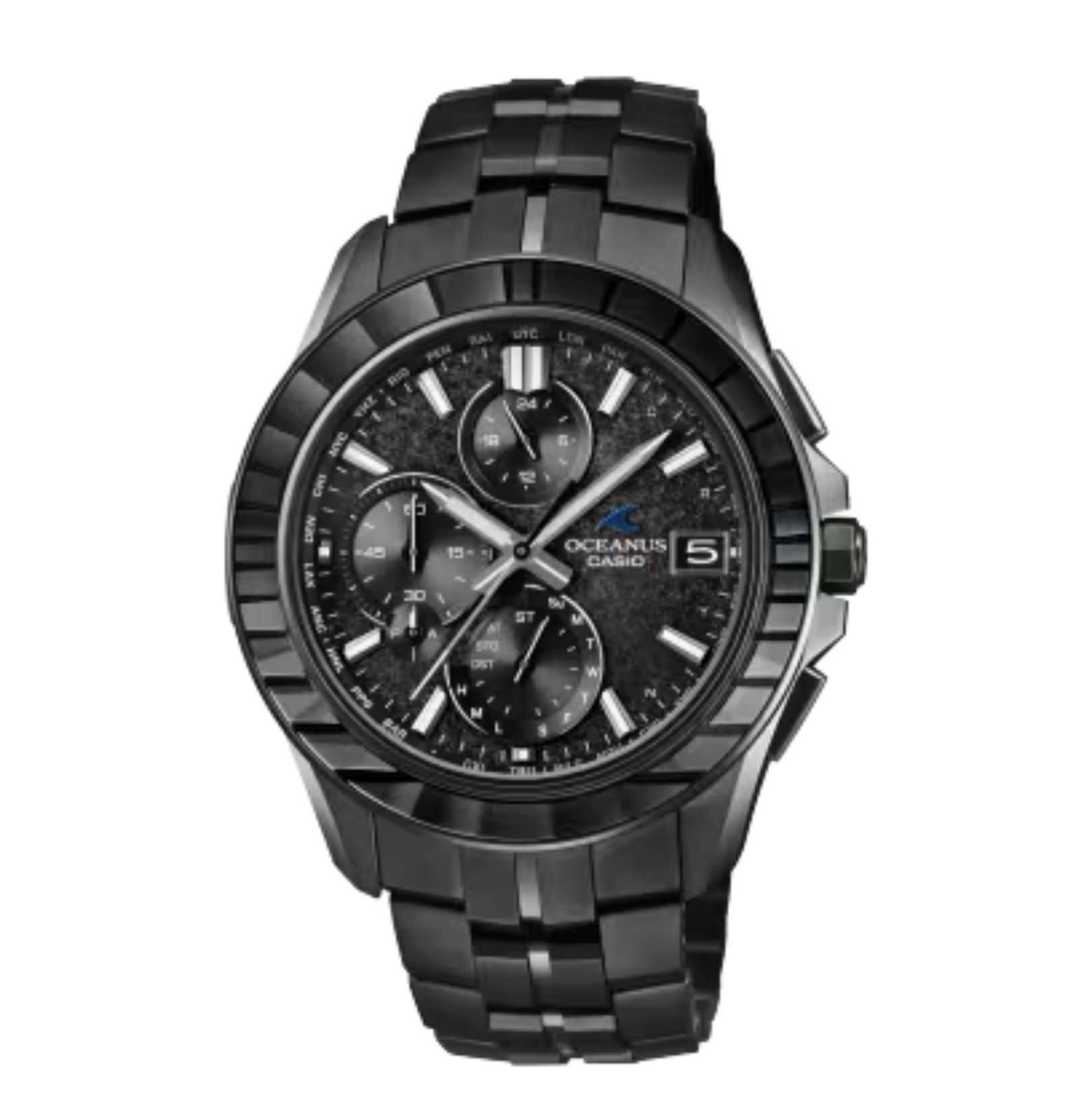 デザインテーマは「CALM NIGHT」。<br />
月の光に照らされた夜の海を、オールブラックのチタン外装と江戸切子のサファイアガラスベゼルで表現しました。硬いサファイアガラスに幅、深さを均一に切り込みを入れ、江戸切子にしか表現できない煌めきとシャープな美しさが魅力です。<br />
<br />
ソーラー電波時計<br />
<br />
モバイルリンク機能<br />
<br />
ケース・ベゼル材質：チタン／サファイアガラス<br />
サファイアガラスベゼル<br />
<br />
ケースサイズ（縦×横×厚さ）：47.5 × 42.8 × 9.8 mm<br />
<br />
質量：81g<br />
<br />
10気圧防水<br />
<br />
表面加工：DLC処理（ベゼル部）<br />
バンド：DLC処理<br />
<br />
ガラス：両面反射防止コーティングサファイアガラス（デュアルカーブ）<br />
<br />
