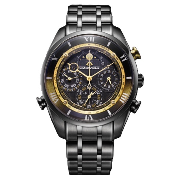 時と宙へのロマン。<br />
この腕で、すべてが響き合う。<br />
古典的な複雑時計を愉しみながら、時と宙の旅へ。<br />
<br />
動力：電池式<br />
<br />
精度：±20秒／月<br />
<br />
持続時間：電池寿命：約2年<br />
<br />
重量：183g<br />
<br />
厚み：16.5mm<br />
<br />
ケースサイズ：横 43.0mm<br />
<br />
ケース素材：<br />
<br />
ステンレスケース表面処理：デュラテクトDLC(ブラック色)<br />
<br />
バンド：ステンレス / 三ツ折れプッシュタイプ<br />
<br />
バンド幅：21.0mm<br />
<br />
バンド調整可能サイズ：145～202mm<br />
<br />
ガラス：デュアル球面サファイアガラス (クラリティ・コーティング)<br />
<br />
防水性能：日常生活用防水<br />
<br />
原産国：日本製<br />
<br />
電気鋳造文字板<br />
パーペチュアルカレンダー / デイ＆デイト表示 / 日付早修正機能 / ムーンフェイズ機能 / 24時間表示 / ミニッツリピーター / 1/4秒クロノグラフ(12時間計)