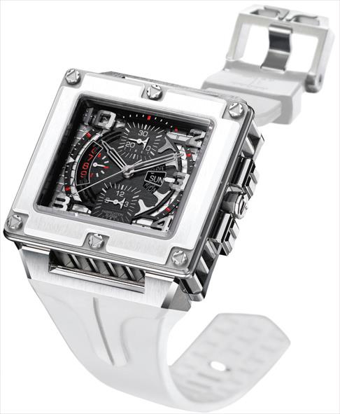 ゴッサム GATH-SCS<br />
ケースサイズ : 46mm×46mm<br />
ケース素材 : ステンレススティール<br />
ベゼル : ホワイトセラミック<br />
防水性 : 5気圧防水<br />
ストラップ : ホワイトラバー<br />
ムーブメント : 自動巻<br />
ダイアル : ブラックダイアル<br />
レッドプリンティング<br />
ロジュームナンバー<br />
仕様 : クロノグラフ 日付/曜日表示<br />
ゴッサムシティーをイメージしたエキシビションケース<br />
<br />
<br />
<br />
*在庫状況や価格など、商品に関するお問い合わせはコチラまで。<br />
<br />
Tel:052-228-6121<br />
Mail:info@gran-d-nagoya.com<br />
