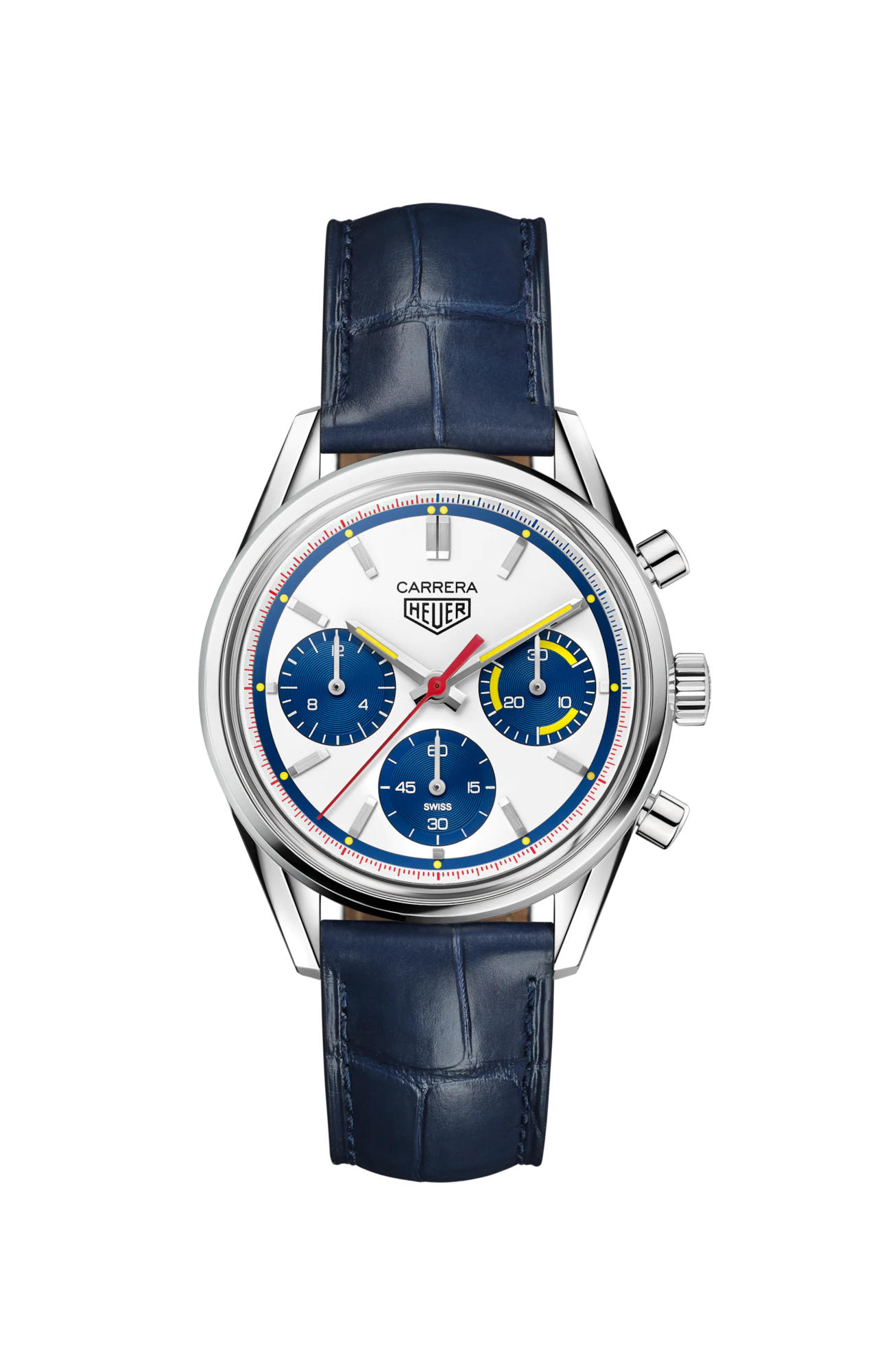 型 番:CBK221C.FC6488<br />
ムーブメント:自動巻き<br />
ケース径:39mm<br />
防 水:100m<br />
<br />
価格:962,500円(税込)<br />
<br />
この39mmの「タグ・ホイヤー カレラ 160周年 モントリオール リミテッドエディション」は、アズラージュ加工が施されたブルーの3つのカウンターとブルー&ホワイトのダイヤルが特徴です。<br />
ドーム型サファイアクリスタルで保護されたダイヤルには、一目でわかる「Carrera」の名と「HEUER」のシールドロゴがプリントされ、レトロな見た目を演出します。<br />
ケースはポリッシュ仕上げのステンレススティール製。<br />
スティール製ねじ込み式サファイアケースバックには、「One of 1000」 のナンバリングが刻印されています。 エレガントなブルーのアリゲーターストラップ。<br />
このトリビュートモデルには、タグ・ホイヤーのシュヴネ マニュファクチュールで一貫製造されたスイス製ホイヤー02ムーブメントが搭載されています。