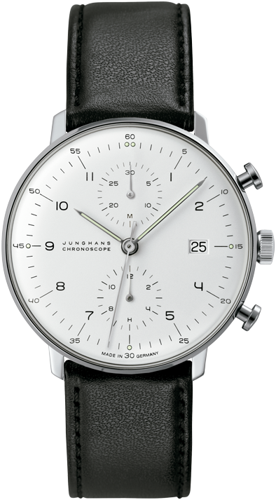 Max Bill Chronoscope Matte-Silver Dial Date Numerals by Junghans 027/4800.00