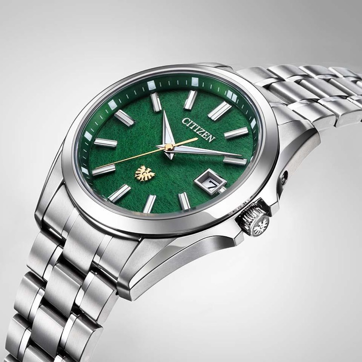 The CITIZEN Hand-dyed Green Washi Paper Dial Model AQ4091-56W