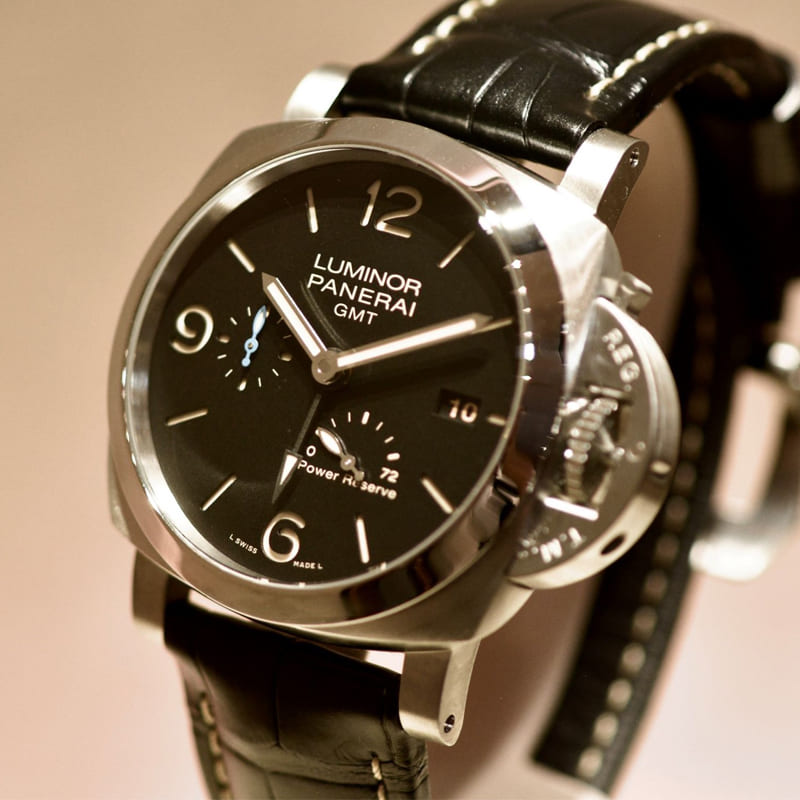 【値下げ】美品〜PANERAI パネライルミノール44㎜用アリゲーターストラップ パネライ 】【店頭在庫情報】純正ベルト アリゲーターグレー（同色