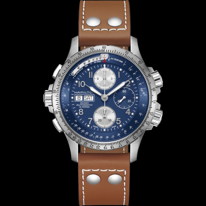 カーキ アビエーション  X-ウィンド デイ デイト オートクロノ 44mm  ブルー  H77506540 