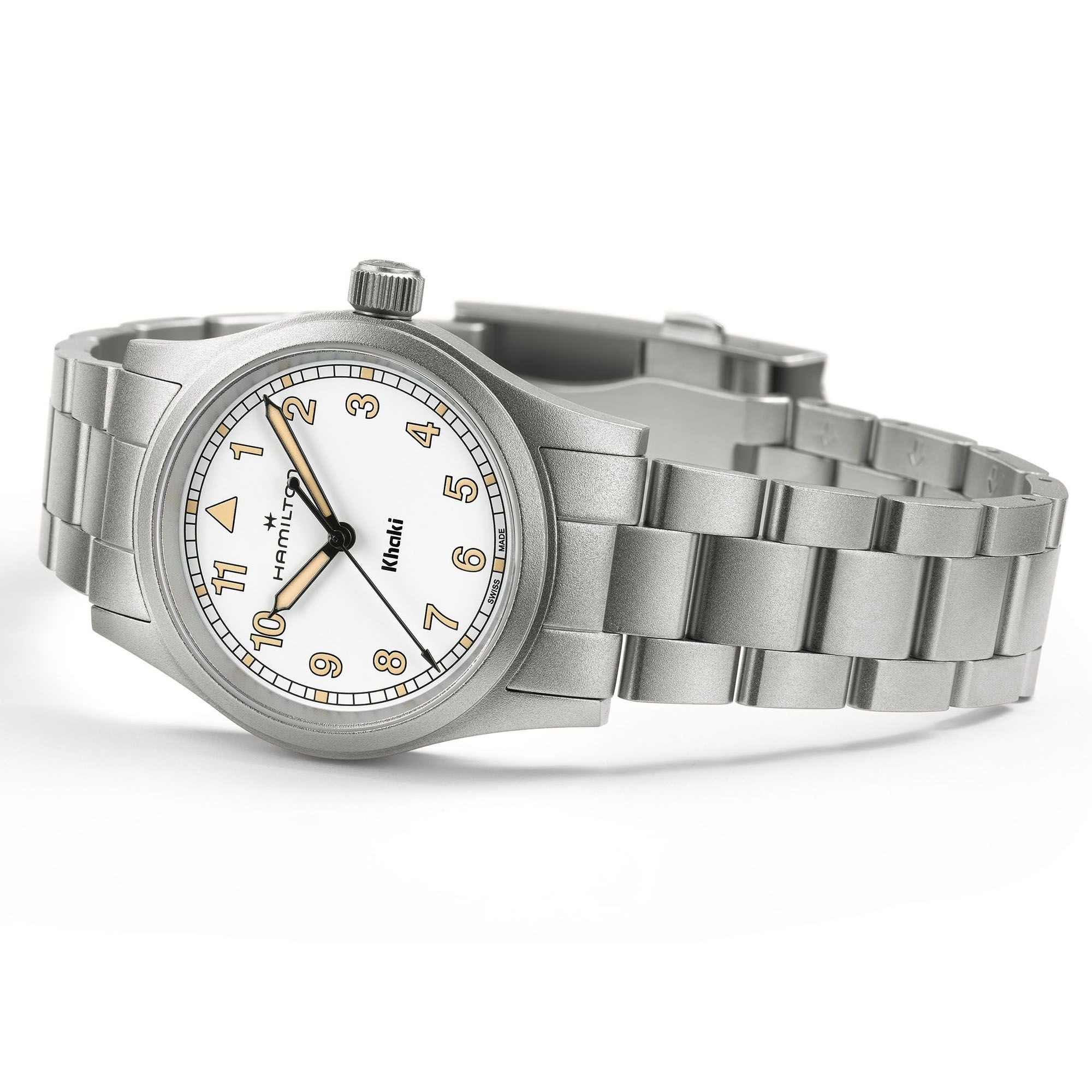 カーキ フィールド クォーツ 33mm  ホワイト  H69301110