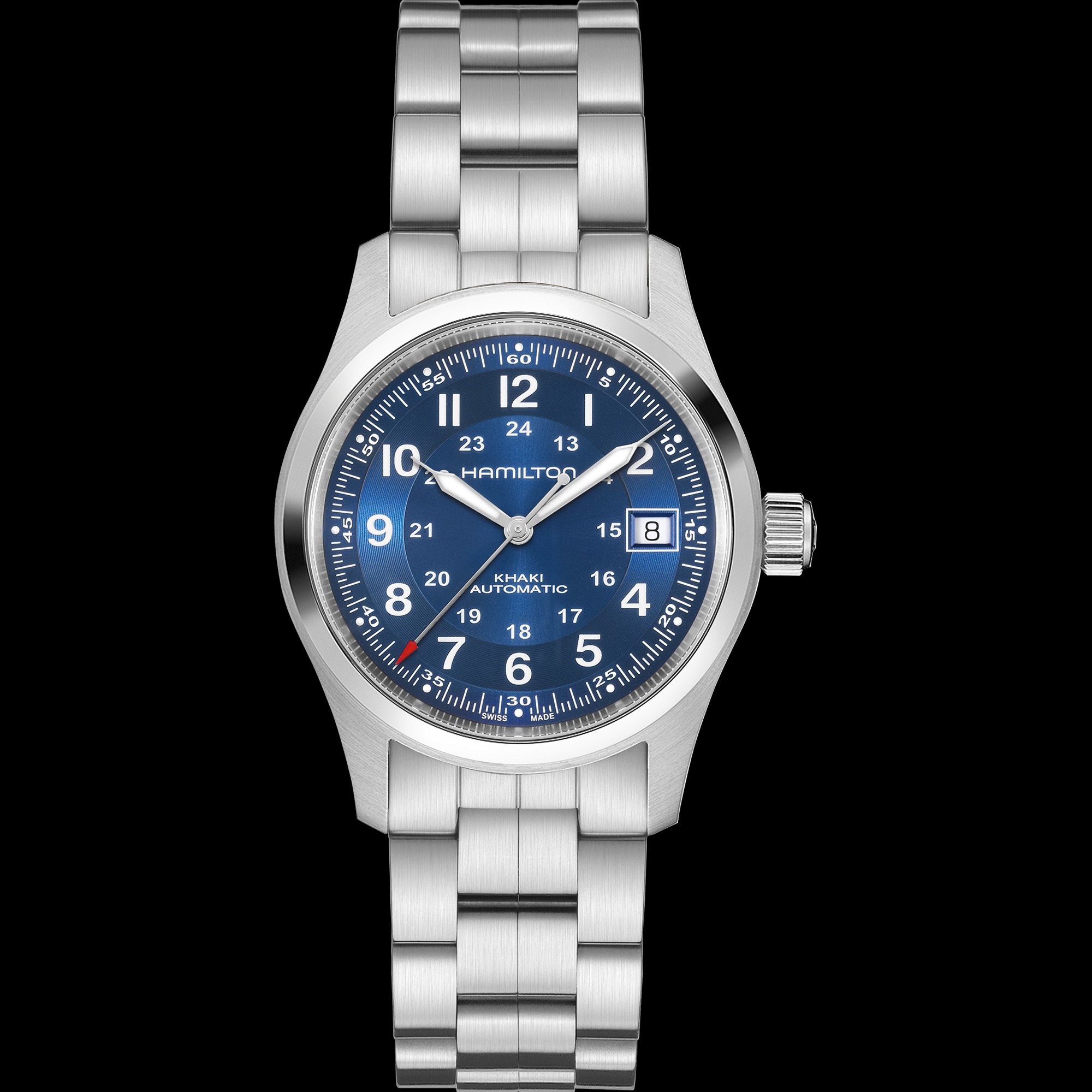 カーキ フィールド  オート  ブルー  38mm  H70455140