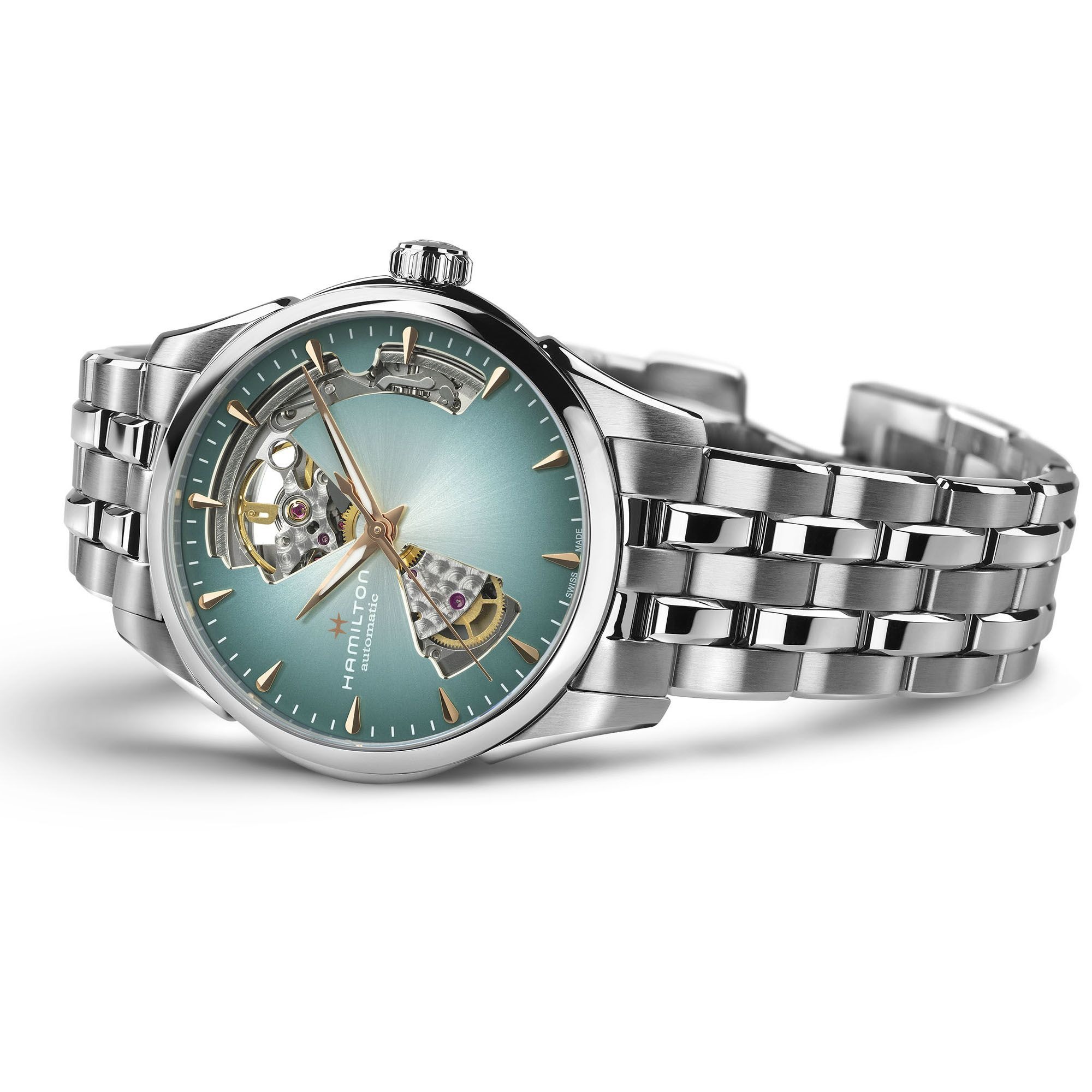 ジャズマスター  オープンハート レディ オート 36mm ブルー H32215143