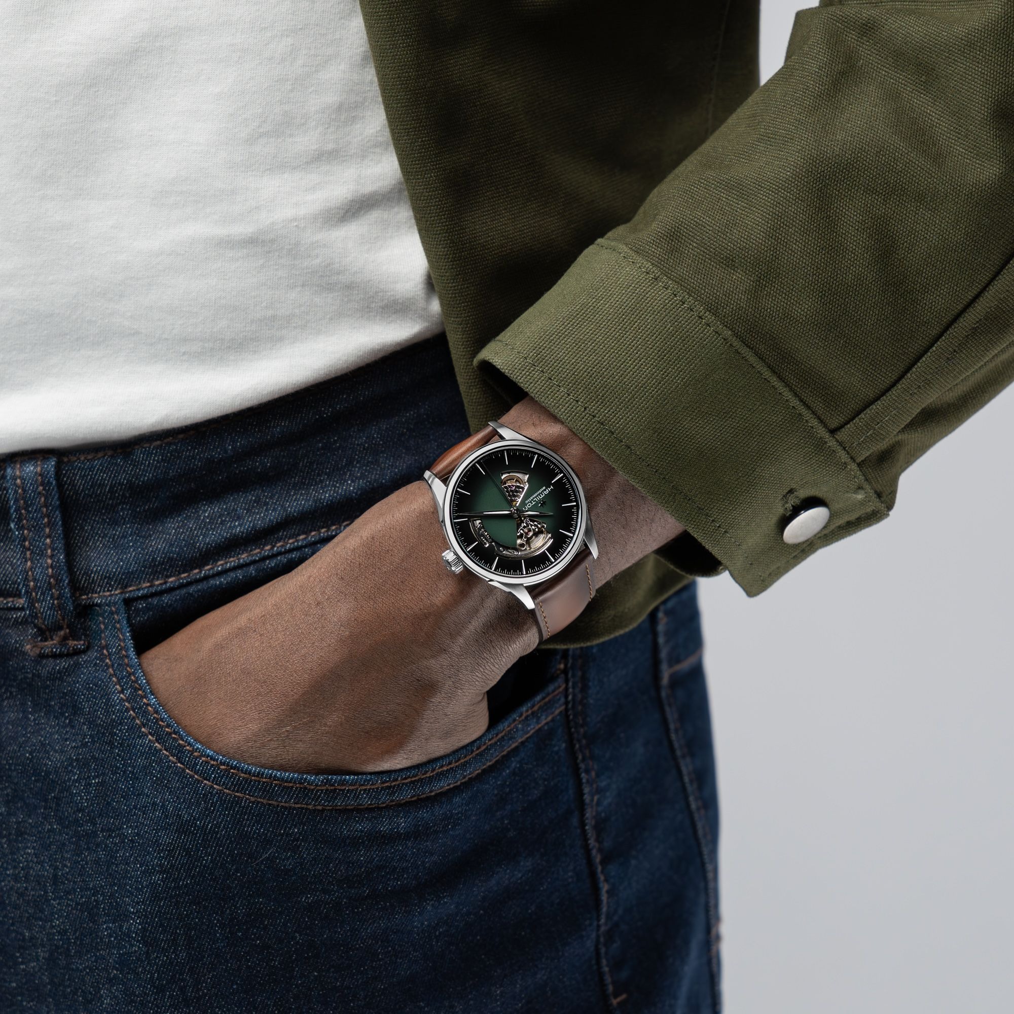 ジャズマスター  オープンハート  グリーン  42mm  H32705560