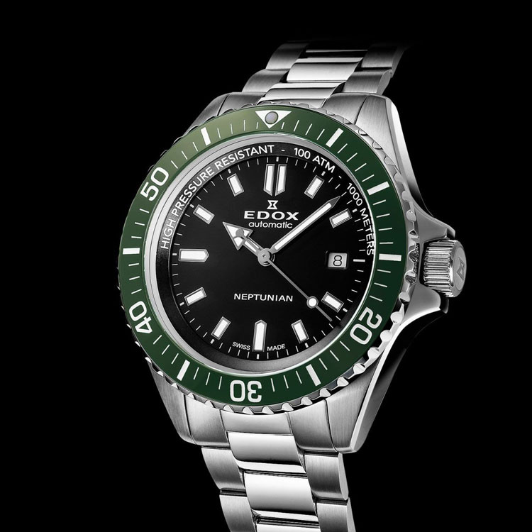 エドックス ネプチュニアン 44mm グリーンベゼル 正規輸入品 80120-3VM-NIN