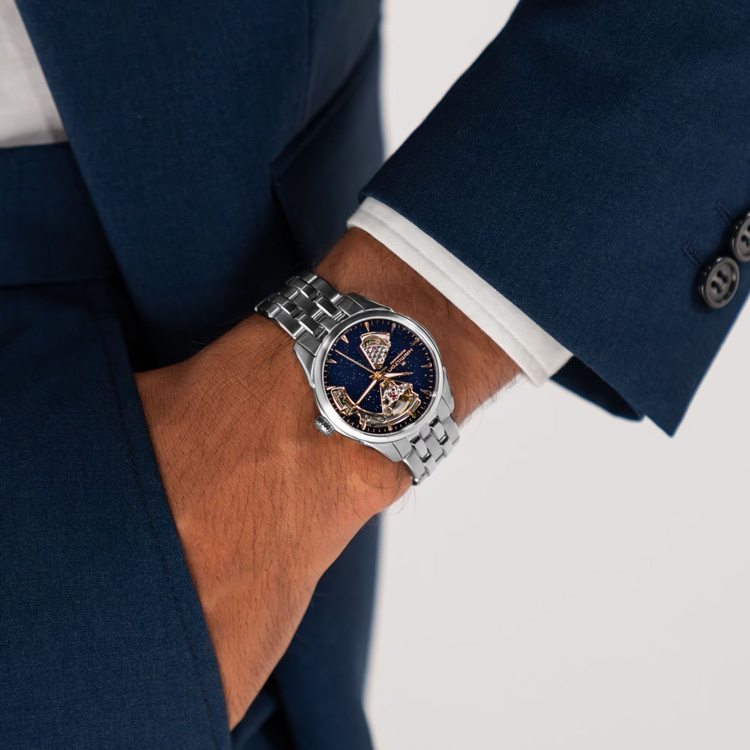 ハミルトン ジャズマスター オープンハート 36mm アベンチュリン風ダイヤル SSブレス H32215142
