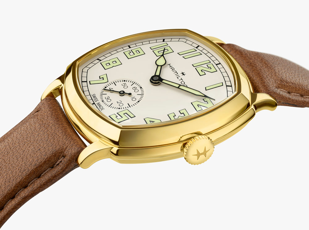 ハミルトン クッション メカニカル 34mm ゴールドPVD H36139520