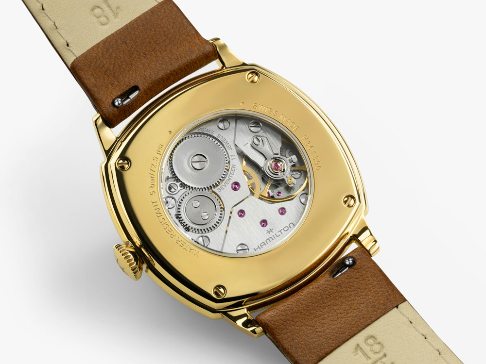 ハミルトン クッション メカニカル 34mm ゴールドPVD H36139520