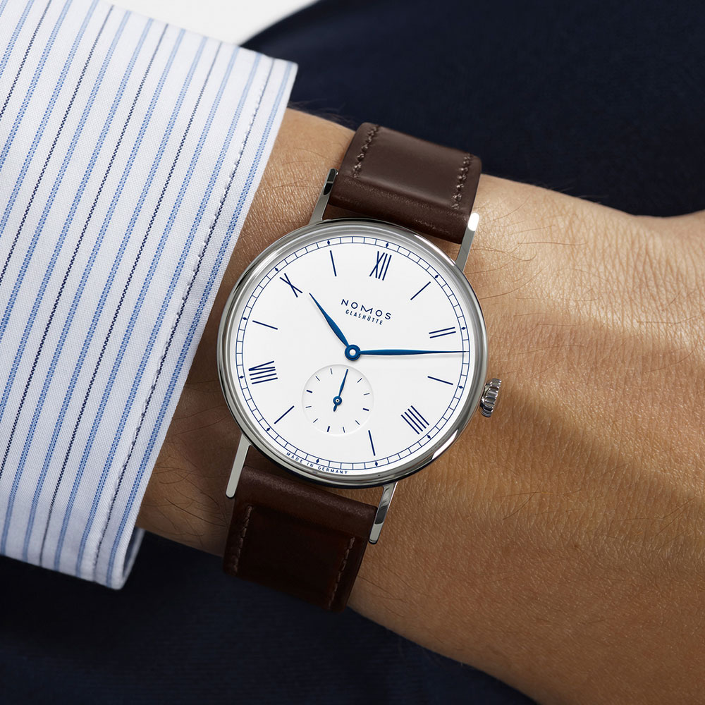 ノモス ラドウィッグ 35mm エナメルホワイト 青柳 日本限定モデル NM205.S5