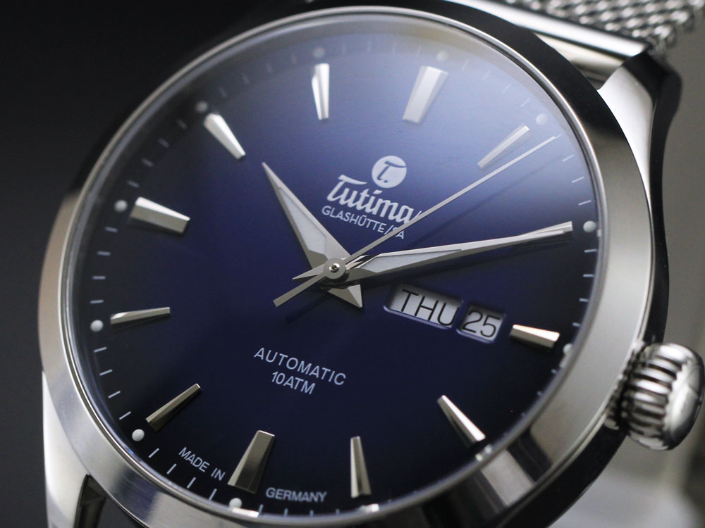 チュチマ  フリーガー デイト 41mm スモークブルー メッシュブレス 6105-22