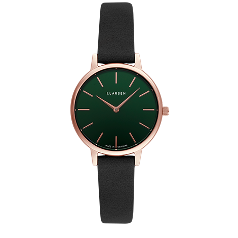 Llarsen Ll Rfbll Caroline Rose Gold With Coal Leather Strap