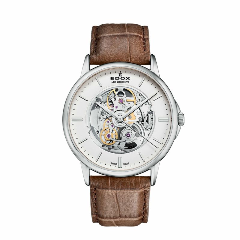 エドックス　EDOX　時計　機械式時計　腕時計　かっこいい　スケルトン　シースルーバック　お洒落　クラシック