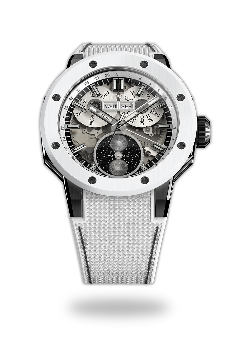 ZTAGE　時計　スイス時計　スイス　シルバー　銀　カッコいい　オシャレ　スポーツ　ワールド　WORLD　ステンレススティール　自動巻き　シンプル　白　ホワイト　世界限定　限定　セラミック