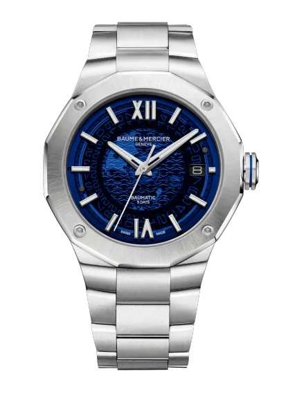 BAUME&MERCIER　ボームアンドメルシエ　Riviera　リビエラ　スケルトン　ブルー　腕時計　ラグスポ　機械式腕時計　自社　10616