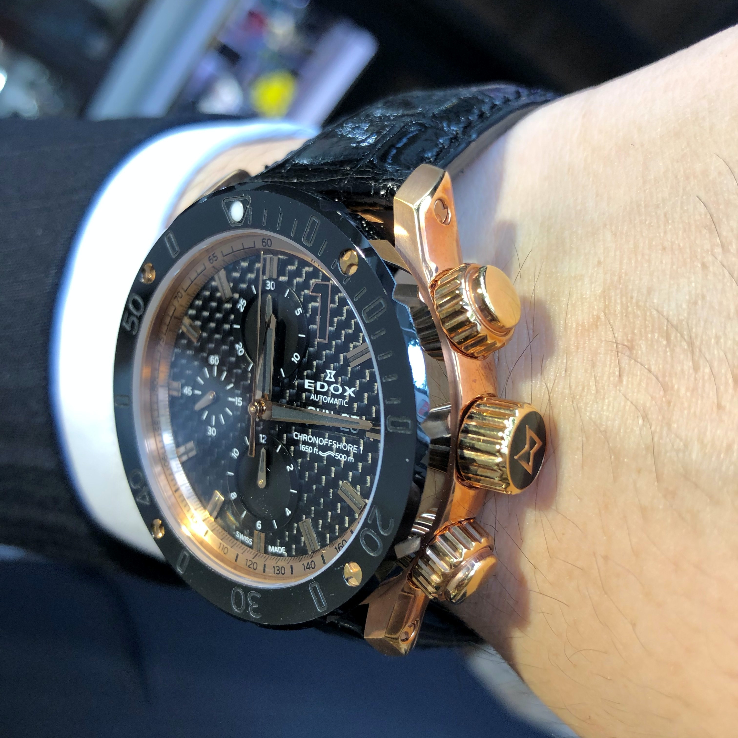 EDOX　エドックス 　WING　時計　高級時計　北陸　石川　01114-37R-NIR4-L　ブラック　ゴールド　カッコいい　オシャレ　ダイバーズウォッチ　機械式時計　腕時計