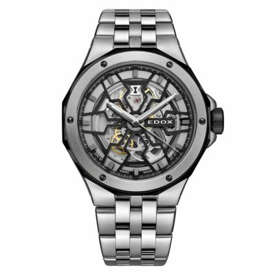 エドックス　EDOX　時計　機械式時計　腕時計　かっこいい　スケルトン　シースルーバック　　サファイアクリスタル　モダン　