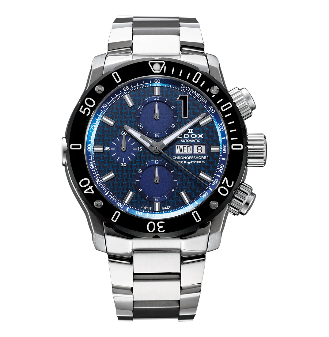 EDOX　エドックス　時計　クォーツ　時計好き　腕時計　かっこいい　スポーティー クロノグラフ　オートマティック　青　黒　シルバー　メタリック　ダイバーズウォッチ