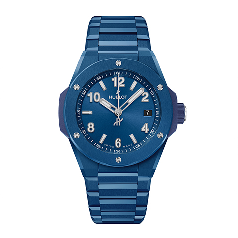 ブルー　ブレスレット　BIG BANG INTEGRATED TIME ONLY BLUE CERAMIC ビッグ・バン インテグレーテッド タイムオンリー ブルー セラミック ウブロ　HUBLOT  紳士　紳士時計　メンズ　メンズウォッチ　高級腕時計　 MEN’S 時計　メンズモデル　横浜髙島屋　高島屋横浜　横浜高島屋　高島屋横浜　yokohamatakashimaya takashimayayokohama yokohama ヨコタカ　横浜駅　横浜　横浜西口　ヨコハマタカシマヤ　タカシマヤ　時計売場　時計　正規品　正規販売店　神奈川県