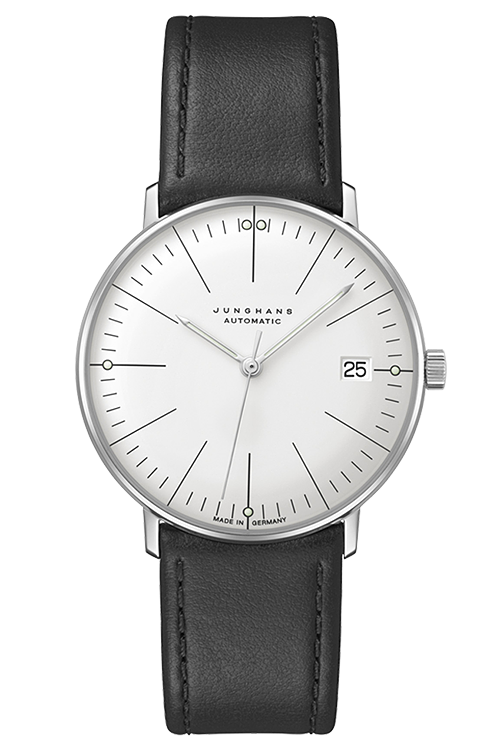 max bill kleine automatic　027 4105 02　JUNGHANS（ユンハンス）は、1861年創業のドイツ・シュランベルクに本拠を構える名門時計ブランド。バウハウスの精神を継承し、機能美と合理性を極めたデザインで世界中の時計愛好家を魅了してきました。シンプルでありながら独自の存在感を放つマックス・ビルをはじめ、フォーム、マイスター、1972シリーズなど、多彩なコレクションに共通するのは“ドイツらしい誠実なものづくり”への徹底したこだわり。精密なムーブメントと洗練された造形が調和するユンハンスの腕時計は、世代を超えて長く愛される機械式腕時計です。東京でユンハンスの時計をお探しなら、正規販売店・阪急メンズ東京 FORTUNE TIMEへ。都内でも有数の充実した展示数を誇り、クラシックからモダンまで幅広いラインナップをご覧いただけます。