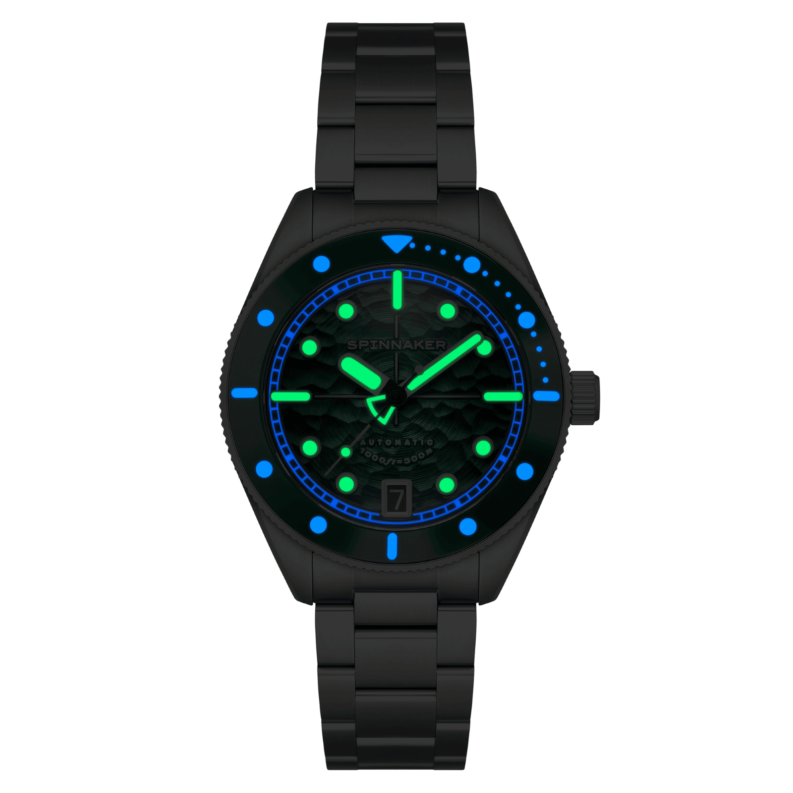 SPINNAKER CHALLENGER AUTOMATIC スピニカー チャレンジャー オートマチック / SP-5159-22バブルレンズを42mmに小径化して着用感を高めた“ジュニアピカール”、その名はチャレンジャー。  新たに誕生したチャレンジャー オートマチックは、スピニカーの人気作であるピカールコレクションの“ジュニア”に位置するコレクションです。  スイスの海洋学者であり、探検家でもあったジャック・ピカール氏は、アメリカ海軍のドン・ウォルシュ大尉と共に世界の深海を探検していました。 そして1960年には、彼が発明したバチスカーフ（深海潜水艇）・トリエステ号が、世界で最も深いマリアナ海溝最深部の1万916メートル、通称チャレンジャー海淵への潜水に成功。 人類で初めて“深淵”に到達した偉大なる功績に敬意を払い、チャレンジャー海淵探査ミッションに込められた情熱や冒険心を表現しました。  未だ踏み入れたことのない場所を目指し、ピカール氏ら探検家たちがついにたどり着いた水深1万メートル超の世界。 神秘と畏敬の対象として彼らの眼前に広がっていたであろう海底の様子をダイヤルに表現しました。 特徴的なグラデーシ