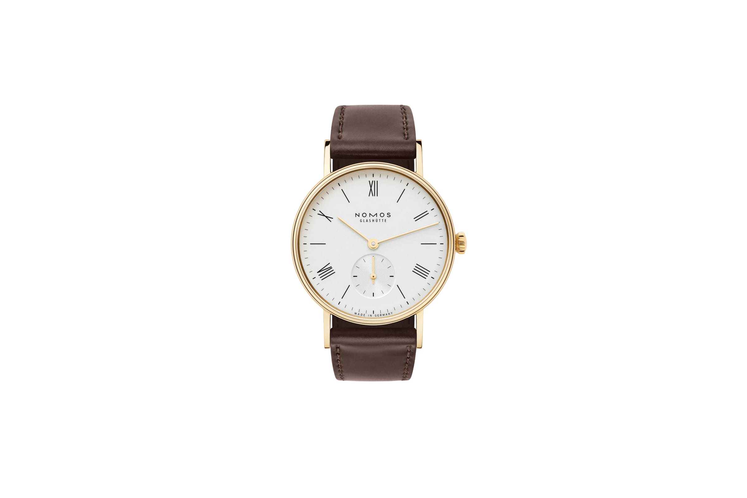 ラドウィッグ ゴールド 33　LD2A2W233上品なドレスウォッチサイズ：華奢な腕にもフィットしやすい33mm径、厚さ6.6mmの薄型設計でスーツ袖にもスマートに収まります。  18K金ケースと美しいディテール：金無垢の輝きに、細やかなローマ数字や青焼き針が高級感を演出。  自社ムーブメントのAlpha搭載：手巻きならではの薄さと精度を兼ね備え、時計好きにも評価が高い唯一無二の存在。  ドイツ時計らしいミニマル＆クラシカル設計：一切の過剰を削ぎ落としたデザインが、長年愛せる品格を保持。