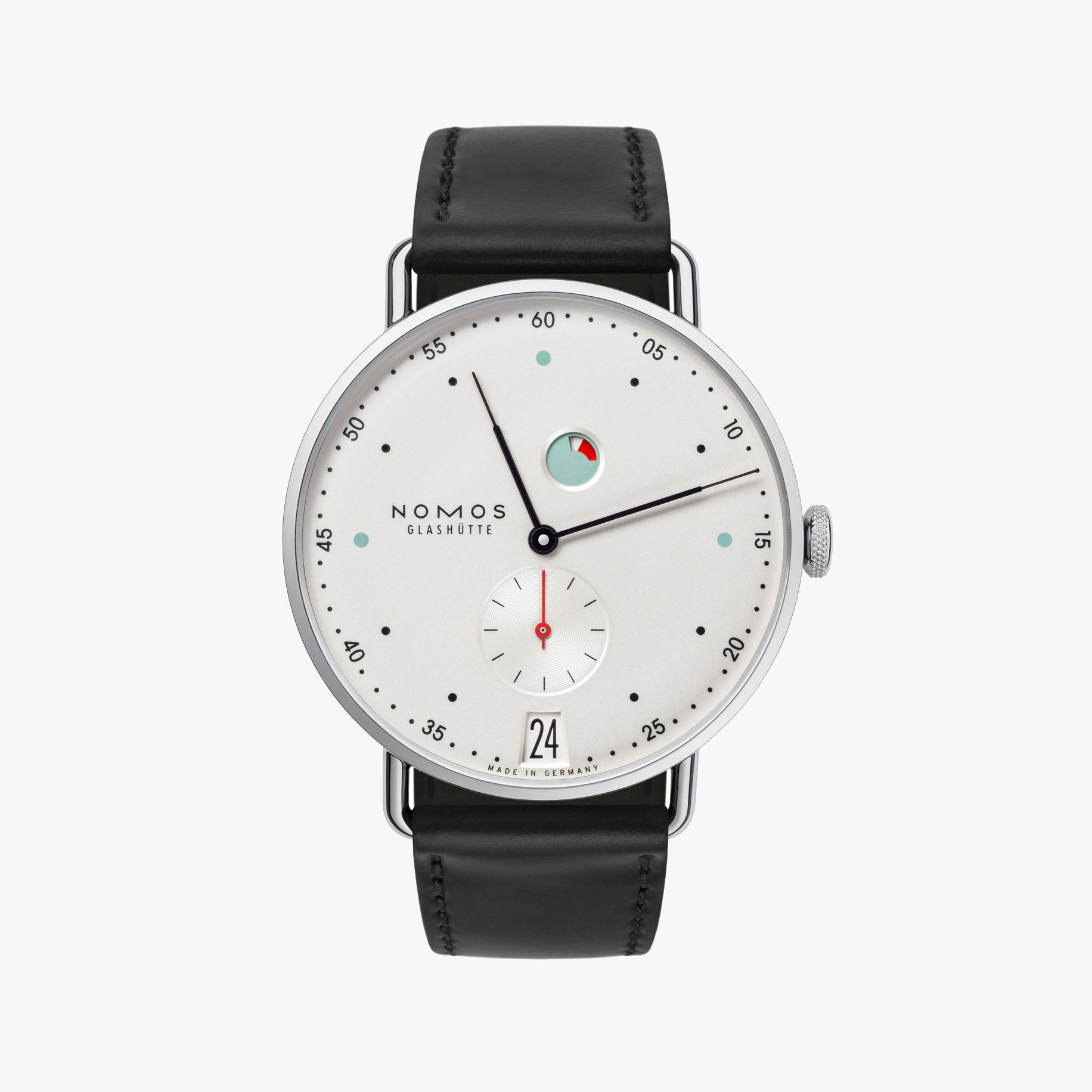 NOMOS メトロ デイト パワーリザーブ 正面画像 NOMOSGLASHÜTTE＋FORTUNE TIME 表参道ヒルズ店